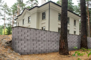 Подпорная стена (блок) декоративный 310х400х160 мм, серый