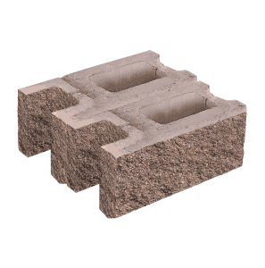 Заборный блок колотый, стеновой утолщенный, 380*380*140мм, коричневый